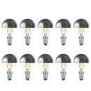 10 x LED Filament Tropfen 4W = 40W E14 Kopfspiegel Silber Glühfaden warmweiß 2700K