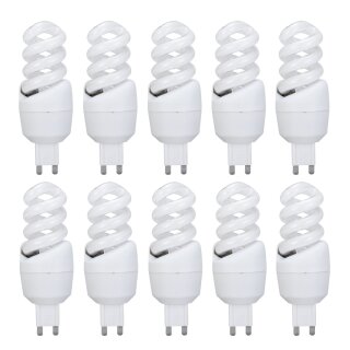 10 x Paulmann ESL Energiesparlampe Spirale 9W G9 warmweiß 2700K