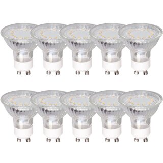 10 x LED Leuchtmittel Reflektor 3W = 25W GU10 230lm warmweiß 3000K flood 110°