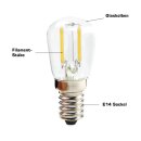 6 x LED Filament Röhre T26 1W = 8W E14 60lm extra warmweiß 2200K