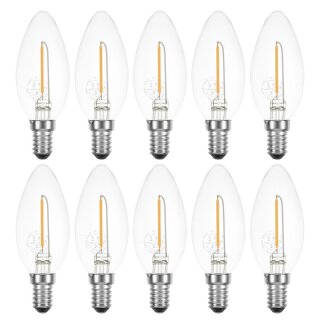 10 x LED Filament Kerze 1W fast 15W E14 klar 100lm Retro extra warmweiß 2200K