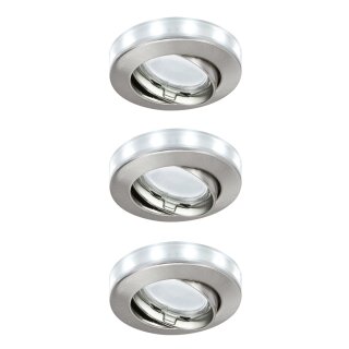 3 x Einbauleuchten Einbaustrahler Set schwenkbar Eisen gebürstet Led Sternenring 3 x 11W GU10 230V/12V Energiesparlampe