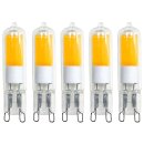 5 x LED COB Stiftsockel Leuchtmittel 2W = 20W G9 klar Glas warmweiß 2700K