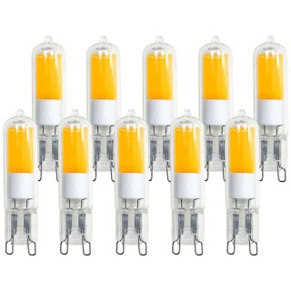 10 x LED COB Stiftsockel Leuchtmittel 2W = 20W G9 klar Glas warmweiß 2700K