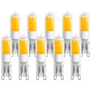 10 x LED COB Stiftsockel Leuchtmittel 2W = 20W G9 klar Glas warmweiß 2700K