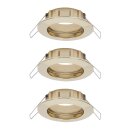 3 x Einbauleuchten Einbaustrahler Set starr Gold IP44...