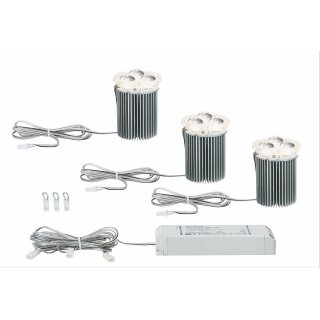 3 x LED Einbauleuchten Einbaustrahler Set klar rund 3 x 5W 230V