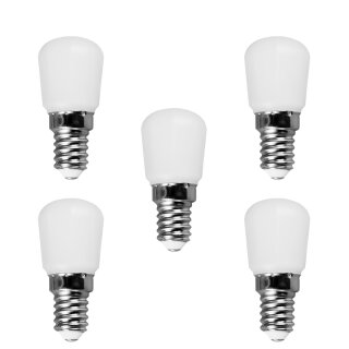 5 x LED Leuchtmittel T26 Röhre Kühlschrank 2W = 16W E14 matt 180lm 2700K warmweiß