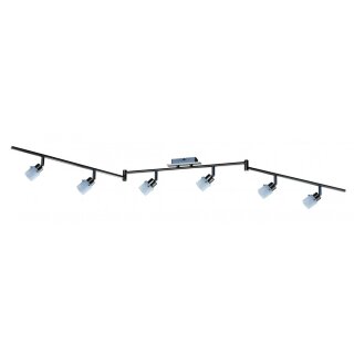 Strahler Deckenleuchten Spotlights Stange Eisen gebürstet 6 x 42W G9 230V Halogen geeignet für LED