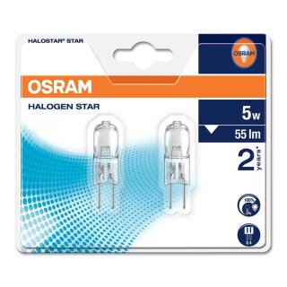 2 x Osram G4 Halogen Stiftsockellampe Halostar 12V 5W Halogenlampe 64405