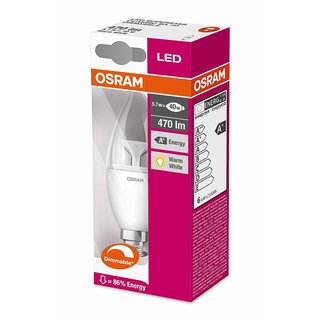Osram LED Windstoß Kerzen 5,7W = 40W E14 klar Classic BA warmweiß 2700K DIMMBAR