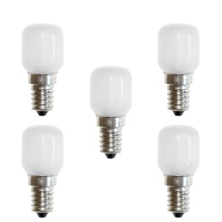 5 x Glühbirne Röhre T26x56 Kühlschranklampe 15W E14 Matt...