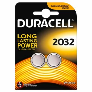 2 x Duracell Long Lasting Power DL2032 / CR / BR2032 / CR2032 3V Lithium Batterie Knopfzelle