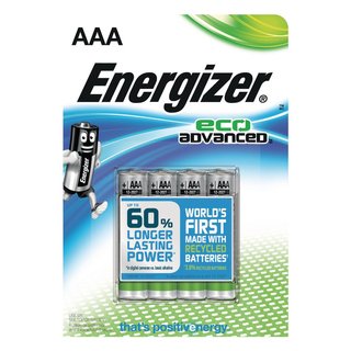 4 x Energizer Batterie Eco Advanced AAA LR03 Alkaline 1,5V Micro