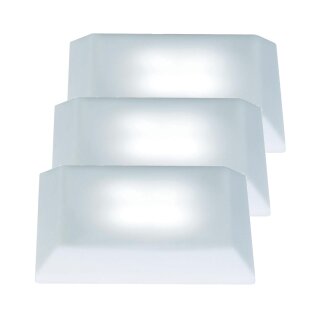 3 x LED Bodeneinbauleuchten Einbaustrahler Set quadratisch Satin IP44 3 x 0,3W 12V kaltweiß