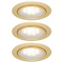 3 x LED Möbel Einbauleuchten Einbaustrahler Set Gold rund 3 x 1W 230V