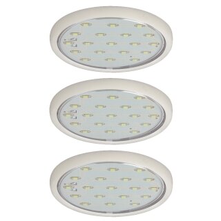 3 x LED Möbel Aufbauleuchten Micro Line Weiß rund 3 x 1,22W 230V kaltweiß Tageslicht 6500K