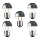 5 x LED Filament Tropfen Leuchtmittel 2W = 25W E27 Kopfspiegel Silber Glühfaden extra Warmweiß 2200K