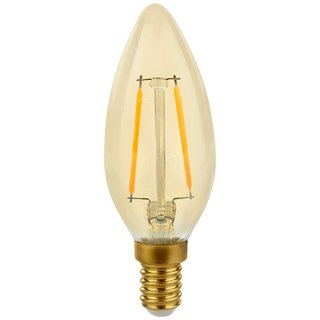 LED Filament Kerze 2W = 25W E14 klar Gold Retro Shine warmweiß 2700K