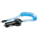 Schwaiger KFZ Ladekabel Ladeadapter leuchtendes Spiralkalbe Apple Lightning Stecker transparent