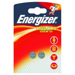 2 x Energizer Batterie LR44/A76 Alkaline 1,5V Knopfzelle