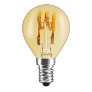 LED Spiral Filament Leuchtmittel Tropfen 3W E14 Gold klar extra warmweiß 1800K DIMMBAR