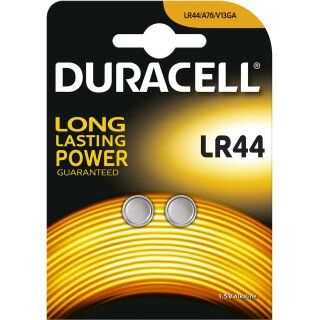 2 x Duracell Long Lasting Power LR44 / A76 / V13GA 1,5V Alkaline Batterie Knopfzelle