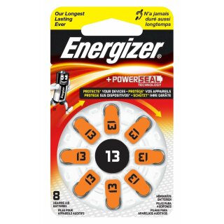 8 x Energizer Hörgeräte Batterie AC13 Zink Luft 1,4Vcc Knopfzelle PR48 280mAh