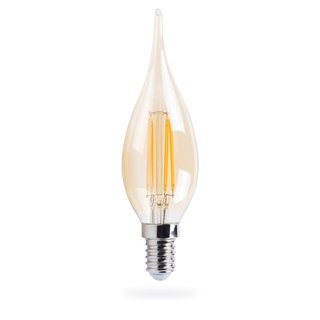 LED Filament Windstoß Kerze 4W fast 40W E14 klar golden extra warmweiß 2500K 360°