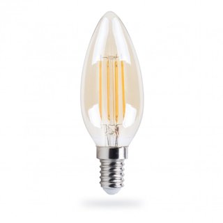 LED Filament Kerze 4W fast 40W E14 klar golden extra warmweiß 2500K 360°