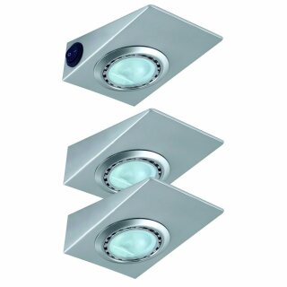 3 x Nice Price Unterschrankleuchten mit Schalter Eisen gebürstet 3 x 20W G4 12V Halogen