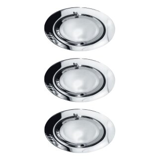 3 x Einbauleuchten Einbaustrahler Set starr Chrom 3 x 20W...