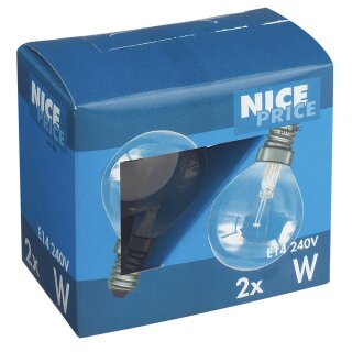 2 x Nice Price Glühbirne Tropfenlampe 40W E14 Klar...