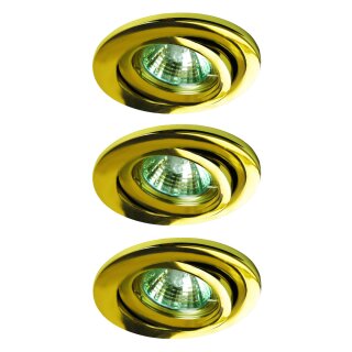 3 x Einbauleuchten Einbaustrahler Set schwenkbar Messing...