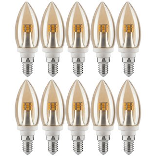 10 x Paulmann LED Leuchtmittel Kerze 2,5W fast 25W E14 Gold gelüstert extra warmweiß 2600K
