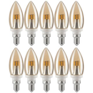 10 x Paulmann LED Leuchtmittel Kerze 2,5W fast 25W E14 Gold gelüstert extra warmweiß 2600K