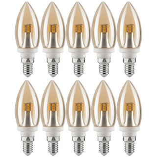 10 x Paulmann LED Leuchtmittel Kerze 2,5W fast 25W E14 Gold gelüstert extra warmweiß 2600K