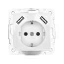 USB Schutzkontakt Steckdose 2 x USB Anschluss 2800mA Unterputz Modell 55 mit Rahmen reinweiß glänzend