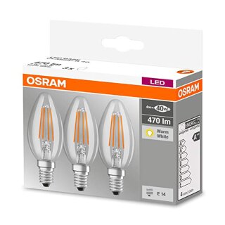3 x Osram LED Filament Leuchtmittel Kerzen 4W = 40W E14...