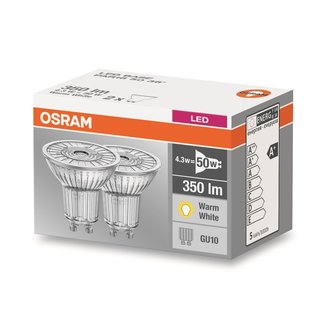 2 x Osram LED Glas Reflektor 4,3W = 50W GU10 FS 827 warmweiß 2700K flood 36°