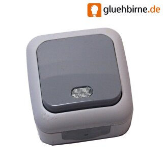 Aufputz Schalter Programm Feuchtraum IP54 AP Steckdose Taster Kombination Doppeldose Taster Schließer beleuchtet