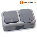 Aufputz Schalter Programm Feuchtraum IP54 AP Steckdose Taster Kombination Doppeldose Kombi Hinweistaster Steckdose