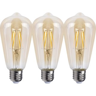 3 x LED Filament Edison ST64 Leuchtmittel 4W E27 Gold extra warmweiß 2500K