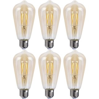 6 x LED Filament Edison ST64 Leuchtmittel 4W E27 Gold extra warmweiß 2500K