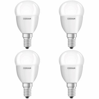 4 x Osram LED Glow Dim Classic P Tropfen 6,5W = 40W E14 matt warmweiß 2000K-2700K