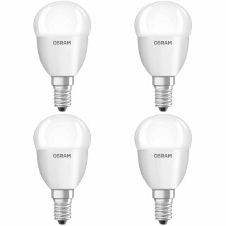 4 x Osram LED Glow Dim Classic P Tropfen 6,5W = 40W E14 matt warmweiß 2000K-2700K