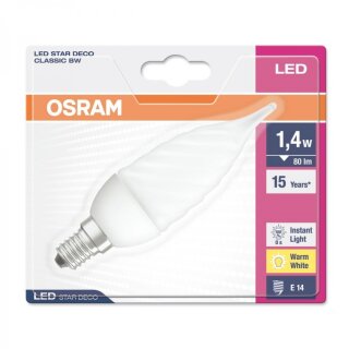 Osram LED Star Deco Classic Windstoß Kerze gedreht 1,4W E14 matt warmweiß 3000K