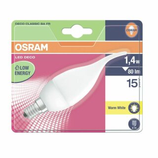 Osram LED Star Deco Classic Windstoß Kerze 1,4W E14 matt warmweiß 3000K