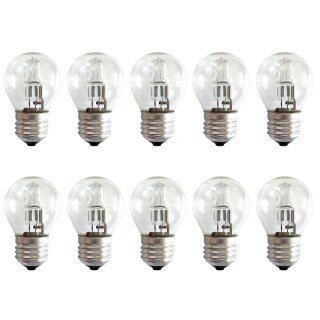 10 x Eco Halogen Tropfen Glühbirne 30W = 40W E27 Glühlampe Kugel klar warmweiß dimmbar