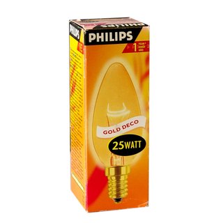 Philips Gold Deco Glühbirne Kerze 25W E14 Glühlampe 25 Watt Glühbirnen warmweiß dimmbar